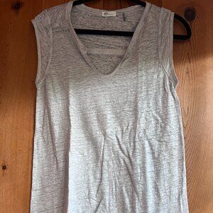 CLOSE OUT SALE: AG Brand Light Gray Sleeveless 100% Linen Women's Blouse - Small